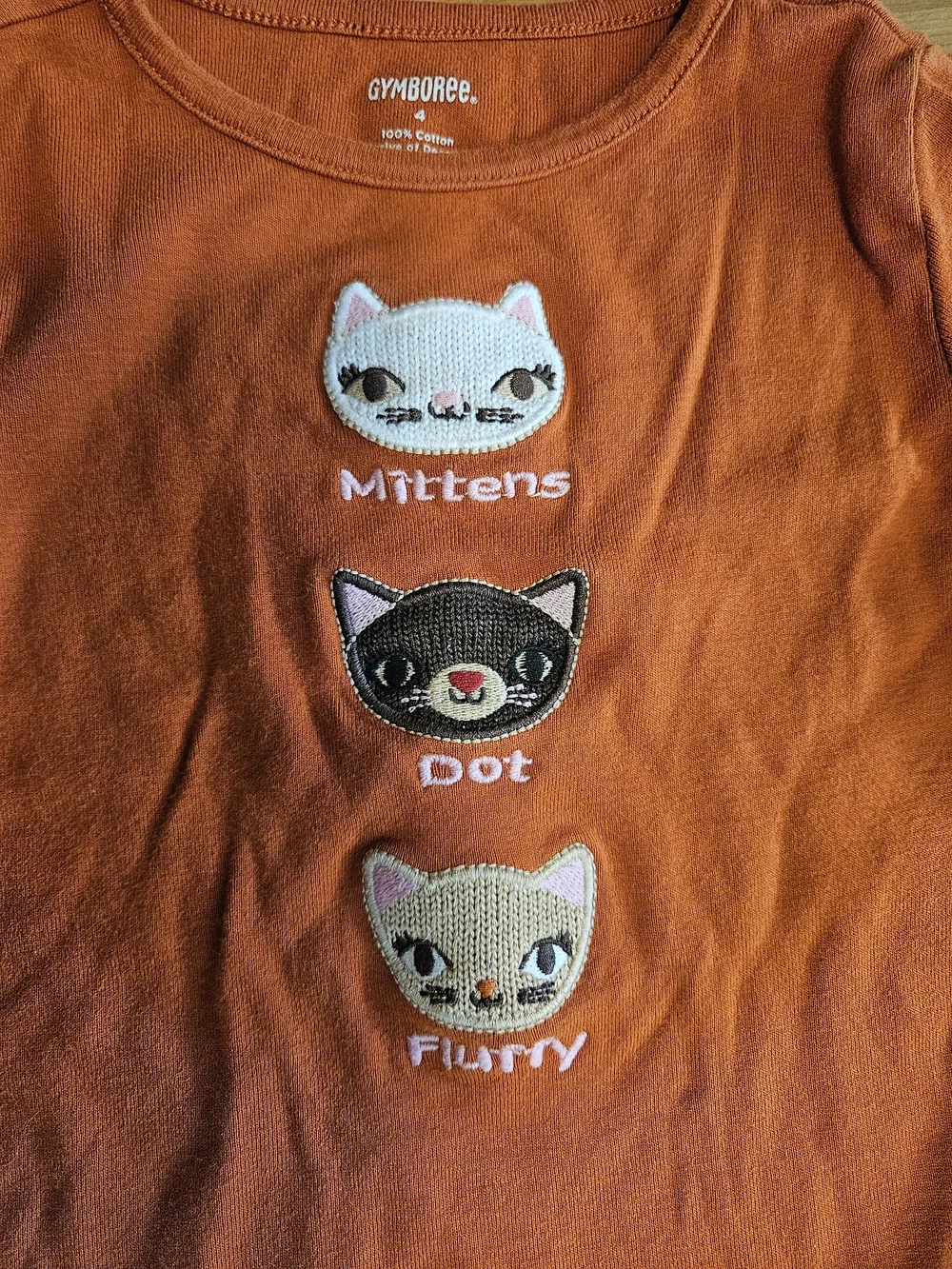 Gymboree Long-Sleeve Tee with Embroidered Cats